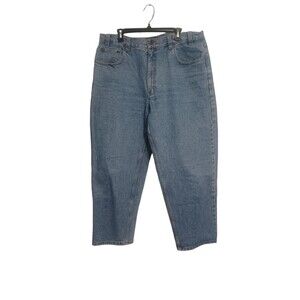 Arizona Jeans Mens 40x32 Baggy Fit Baggy Straight Medium Wash Blue Denim